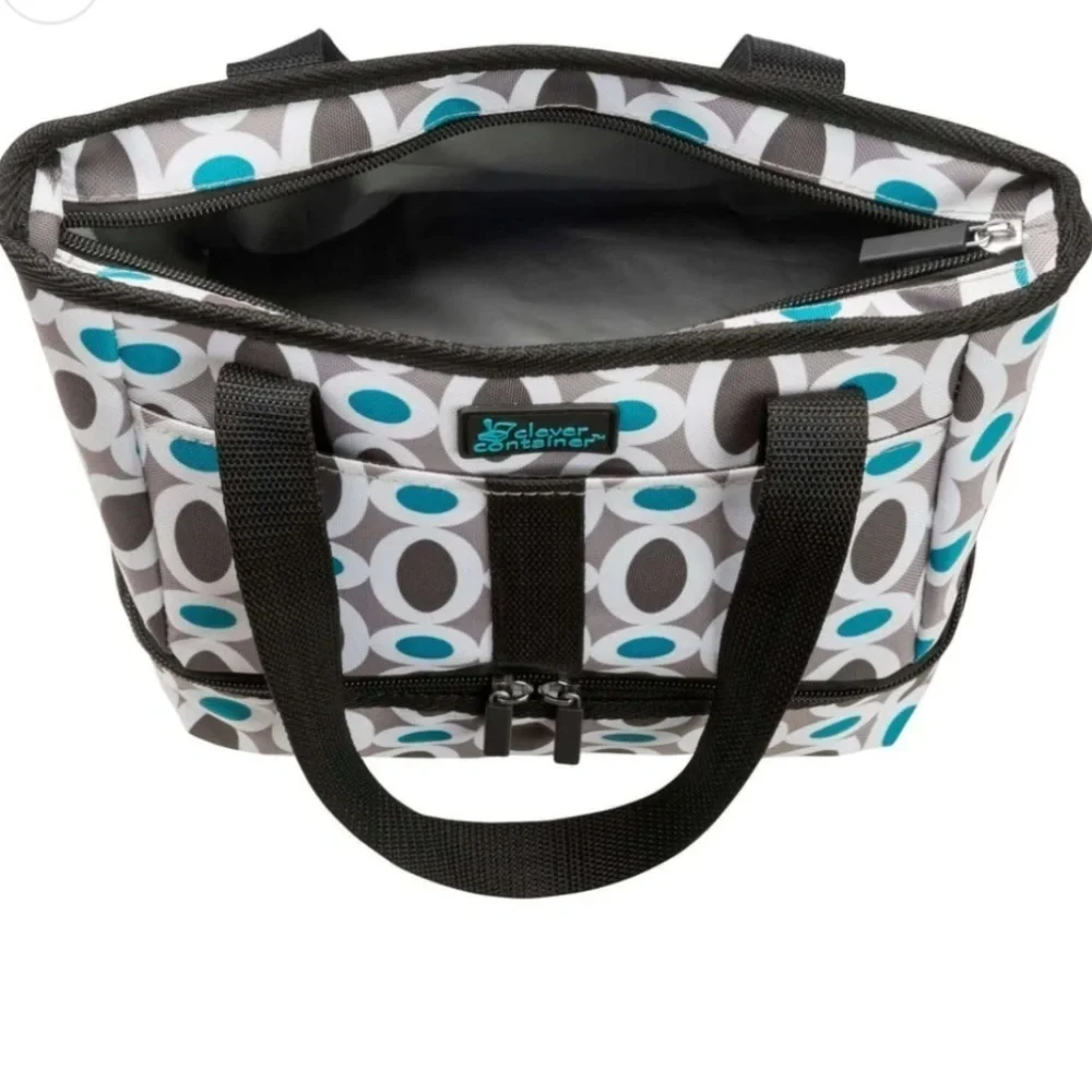 🆕 Insulated Meal Lunch and Snack Bag Tote Two Compartments with Black Handles